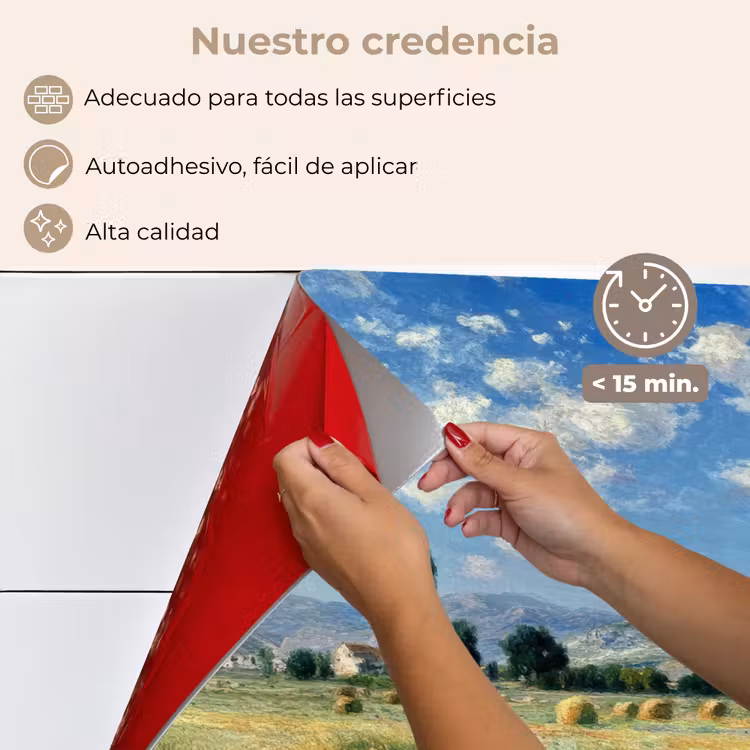Salpicaderos de cocina - Paisaje - Balas de paja - Montañas - Nubes — 4