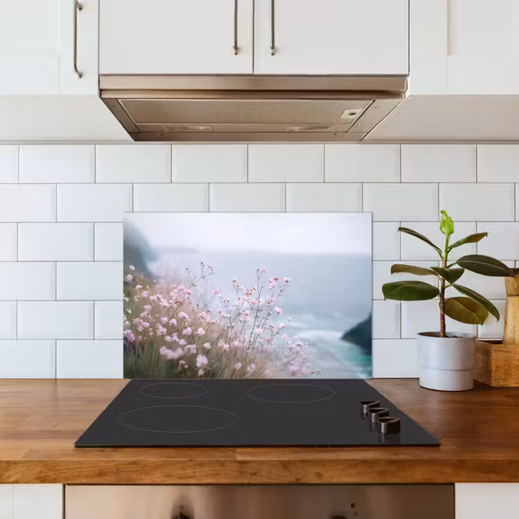 Salpicaderos de cocina - Acantilado - Flores - Mar - Rosa — 3