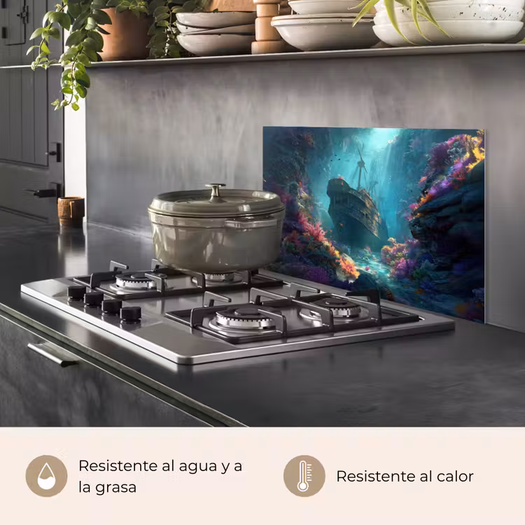 Salpicaderos de cocina - Barco - Madera - Arrecifes de coral - Luz solar — 2