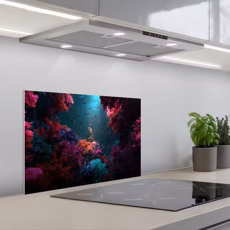 Salpicaderos de cocina - Estatua - Fondo marino - Coral - Colorido — 1