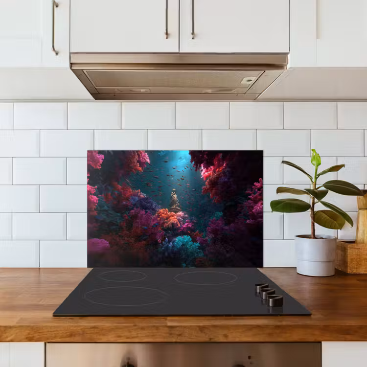Salpicaderos de cocina - Estatua - Fondo marino - Coral - Colorido — 3