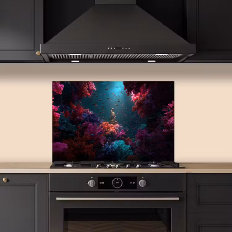 Salpicaderos de cocina - Estatua - Fondo marino - Coral - Colorido — 5