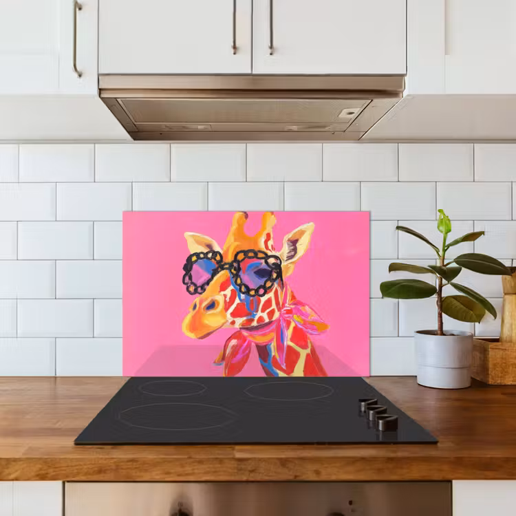Salpicaderos de cocina - Jirafa - Rosa - Gafas - Bufanda — 3