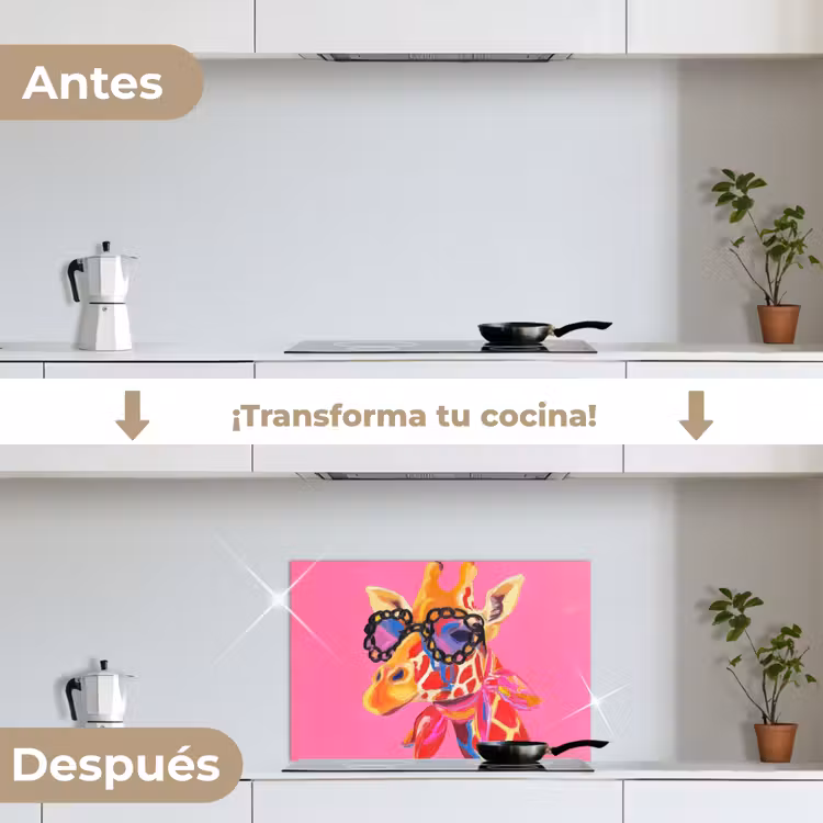 Salpicaderos de cocina - Jirafa - Rosa - Gafas - Bufanda — 7