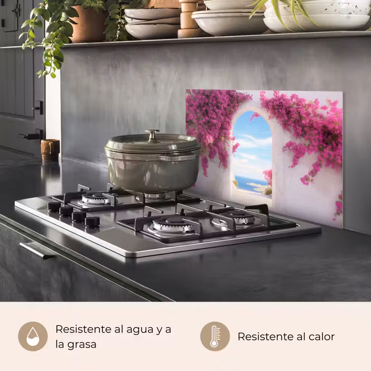 Salpicaderos de cocina - Mar - Rosa - Flores - Puerta — 2