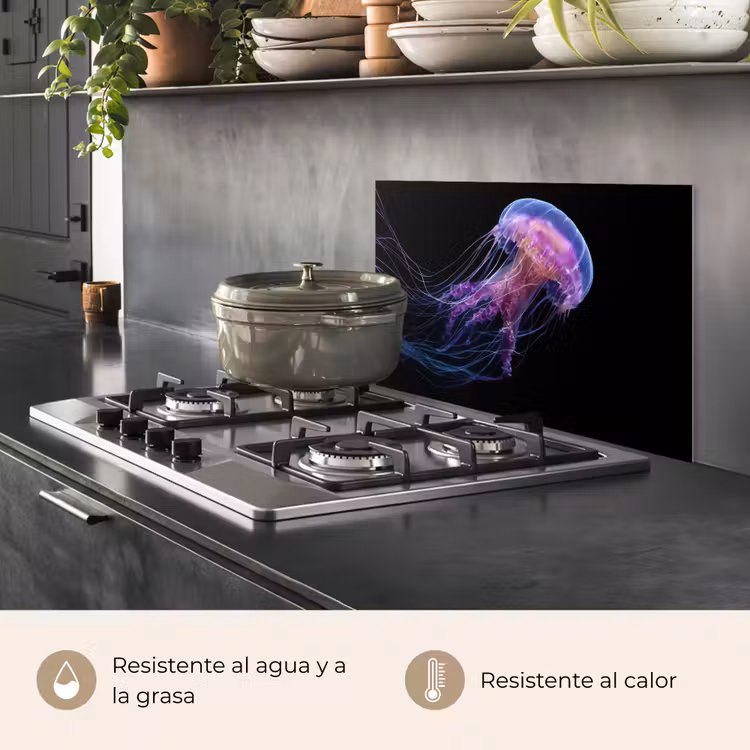 Salpicaderos de cocina - Medusa - Translúcida - Rosa - Tentáculos — 2