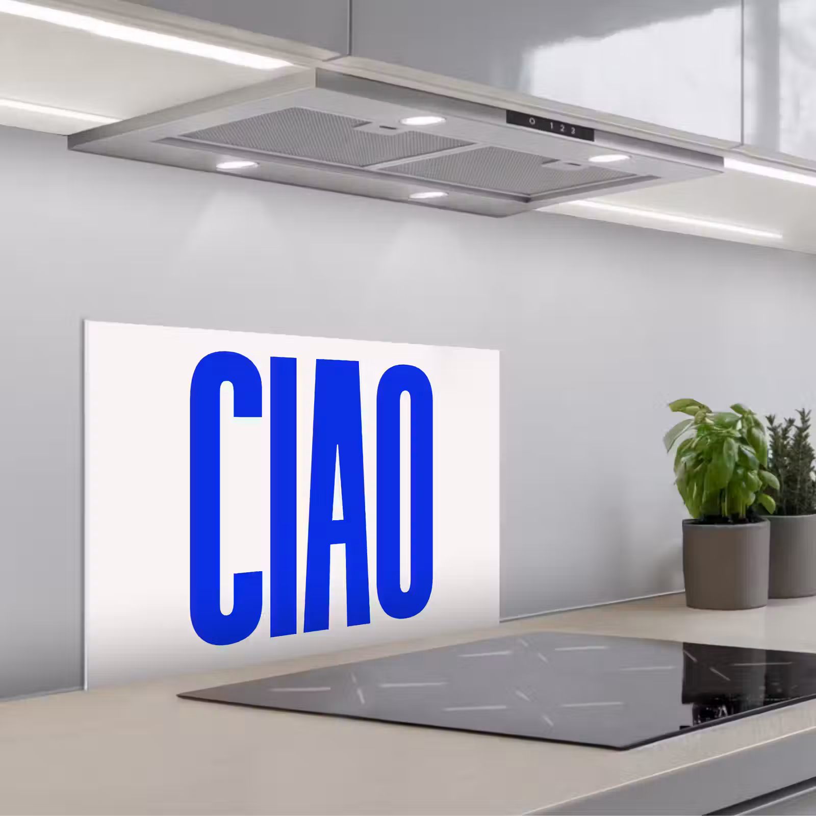 Salpicaderos de cocina - Ciao - Mayúsculas - Azul - Minimalista — 1