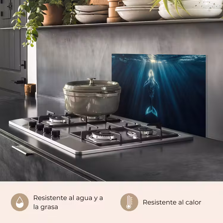 Salpicaderos de cocina - Ballena - Agua - Rayos de sol - Azul — 2