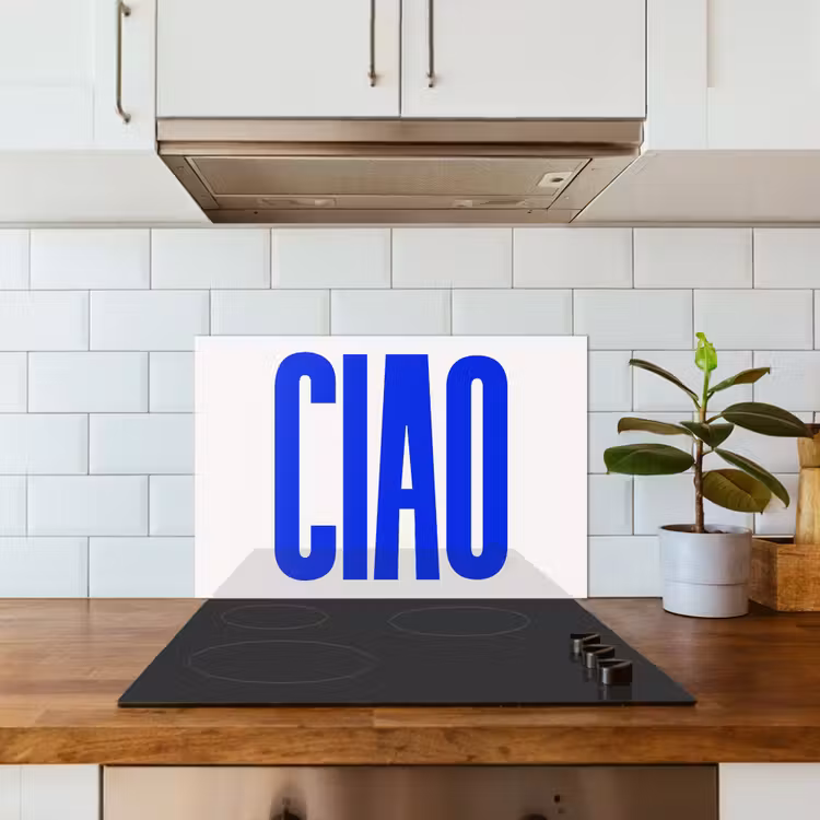 Salpicaderos de cocina - Ciao - Mayúsculas - Azul - Minimalista — 3