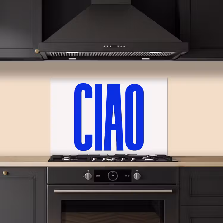 Salpicaderos de cocina - Ciao - Mayúsculas - Azul - Minimalista — 5