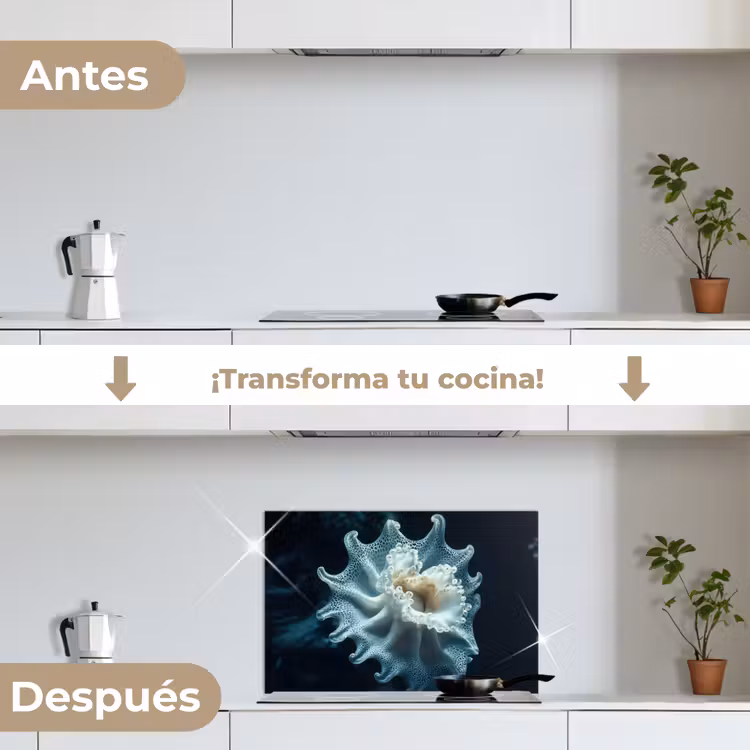 Salpicaderos de cocina - Criatura marina - Blanco - Olas - Agua — 7