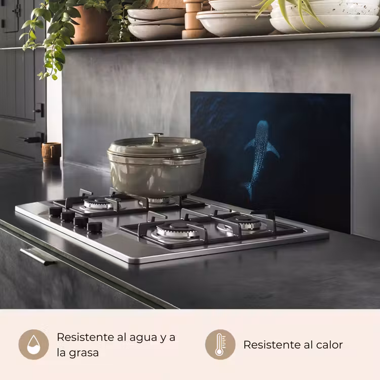 Salpicaderos de cocina - Océano - Tiburón ballena - Azul oscuro - Manchas — 2