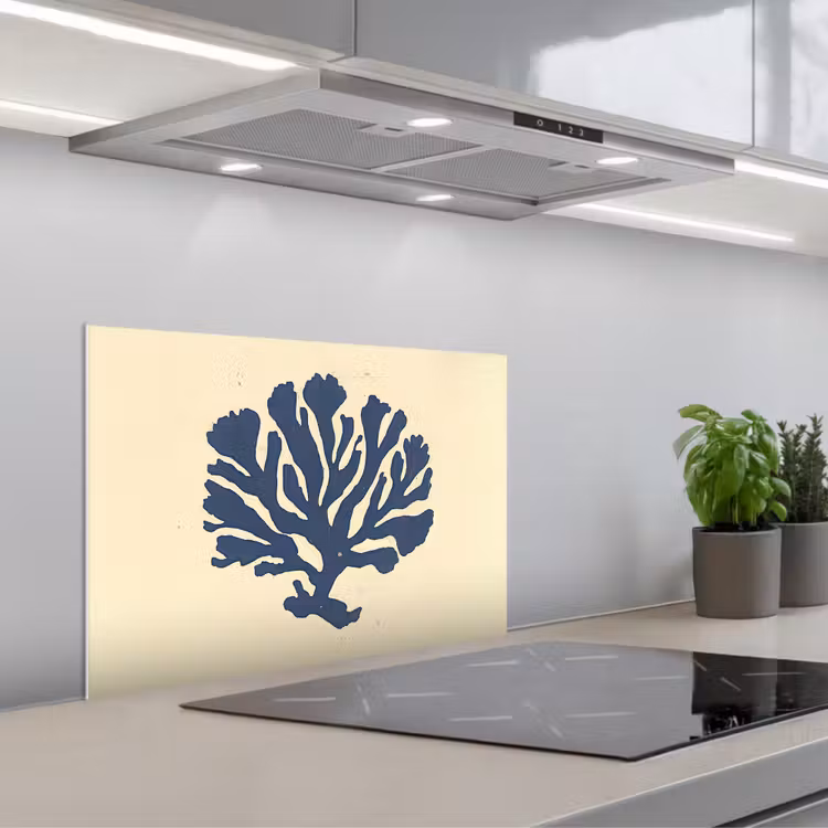 Salpicaderos de cocina - Azul coral - Ramas - Beige — 1