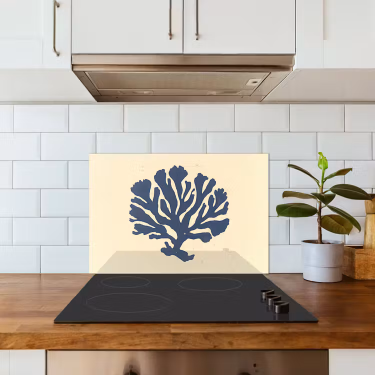 Salpicaderos de cocina - Azul coral - Ramas - Beige — 3