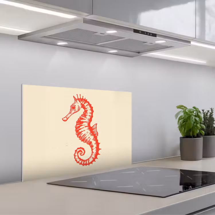 Salpicaderos de cocina - Caballito de mar - Rojo - Detalles finos — 1