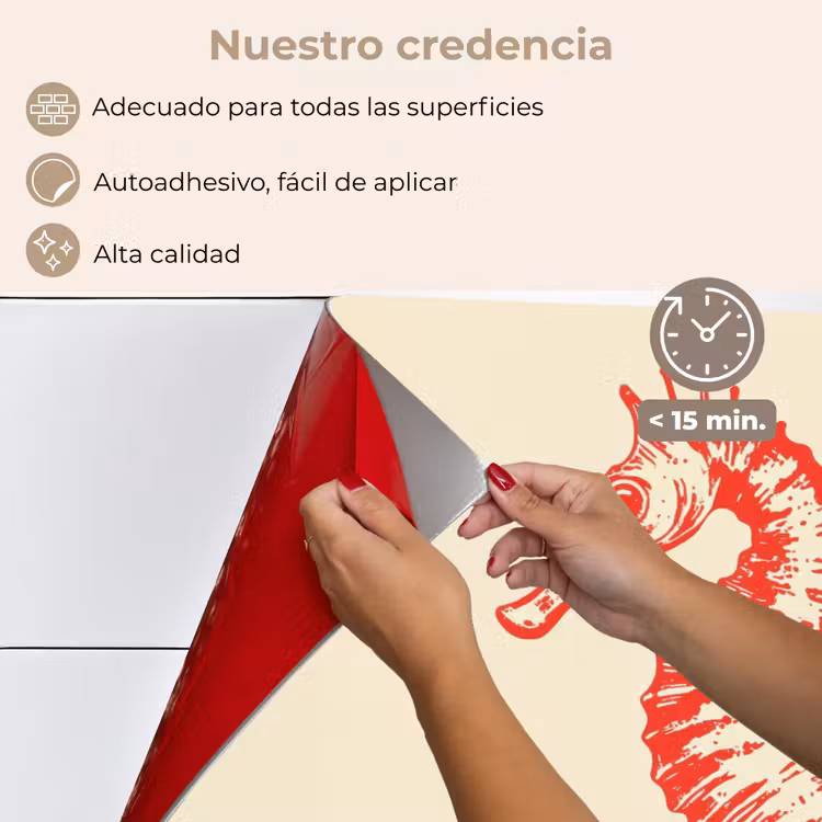 Salpicaderos de cocina - Caballito de mar - Rojo - Detalles finos — 4