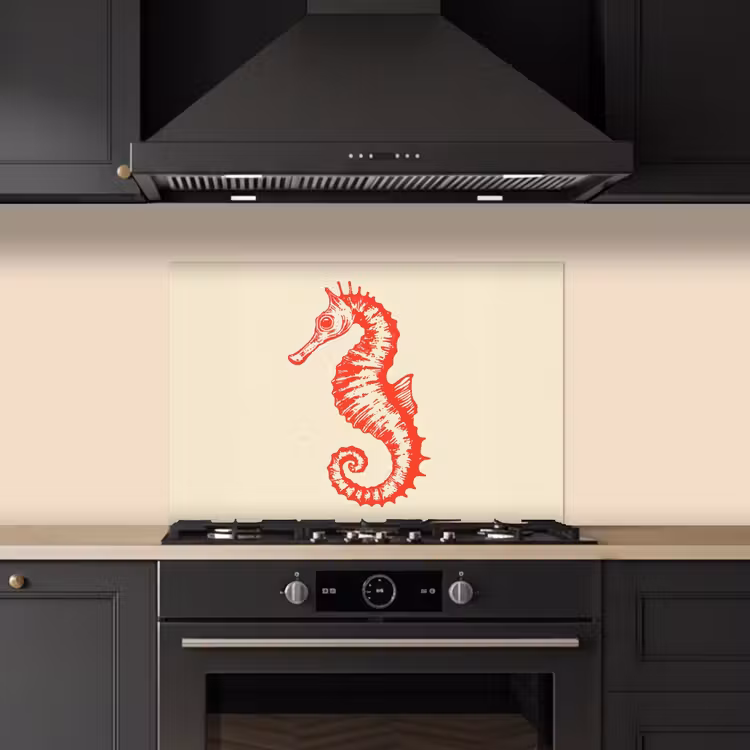 Salpicaderos de cocina - Caballito de mar - Rojo - Detalles finos — 5