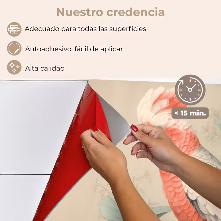 Salpicaderos de cocina - Cacatúa crestada rosa - Rama con frutos - Hojas — 4