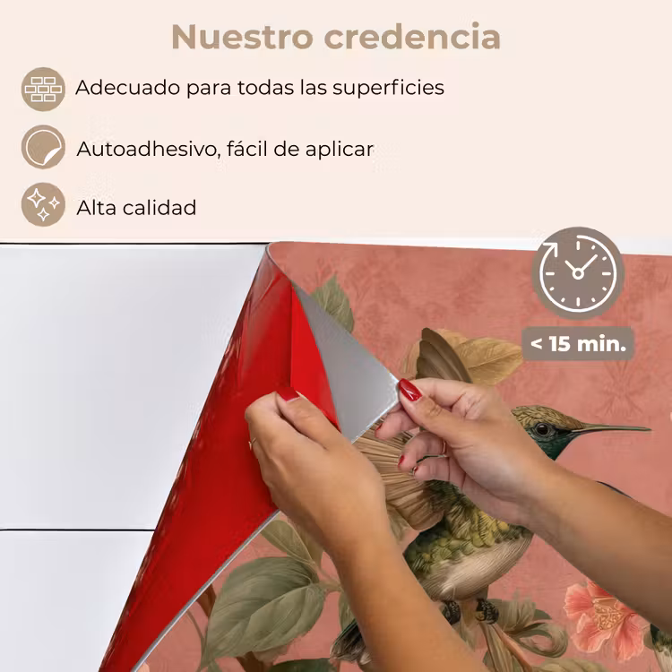 Salpicaderos de cocina - Colibríes - Flores - Verde - Rosa — 4