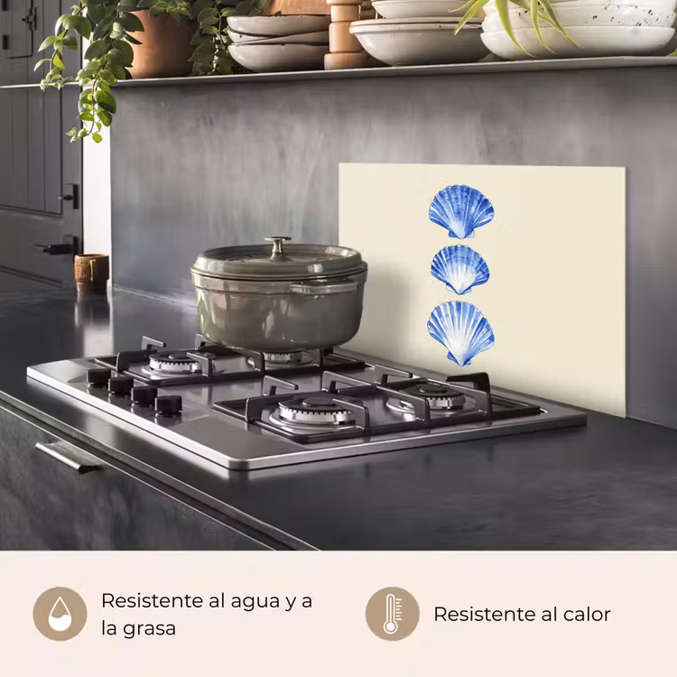 Salpicaderos de cocina - Conchas - Azul - Beige — 2