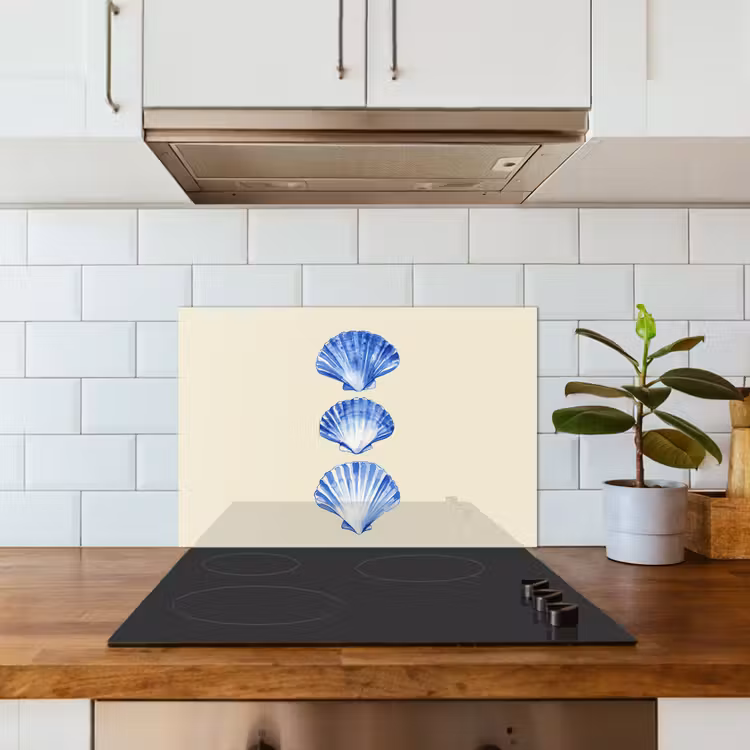 Salpicaderos de cocina - Conchas - Azul - Beige — 3