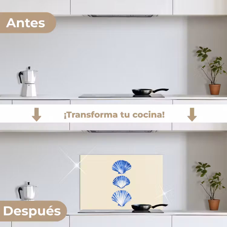 Salpicaderos de cocina - Conchas - Azul - Beige — 7