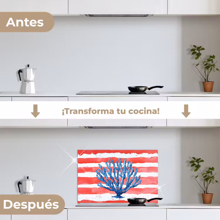 Salpicaderos de cocina - Coral - Textura de pintura - Rojo - Azul — 7