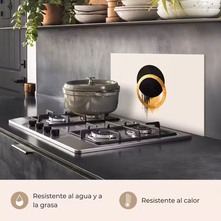 Salpicaderos de cocina - Diseño abstracto - Círculo negro - Manchas de pintura — 2