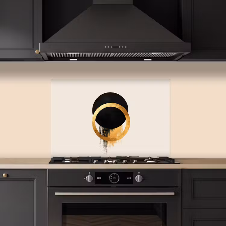 Salpicaderos de cocina - Diseño abstracto - Círculo negro - Manchas de pintura — 5