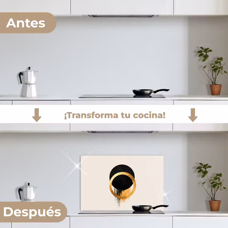 Salpicaderos de cocina - Diseño abstracto - Círculo negro - Manchas de pintura — 7