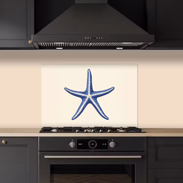 Salpicaderos de cocina - Estrella de mar azul - Minimalista - Beige — 5