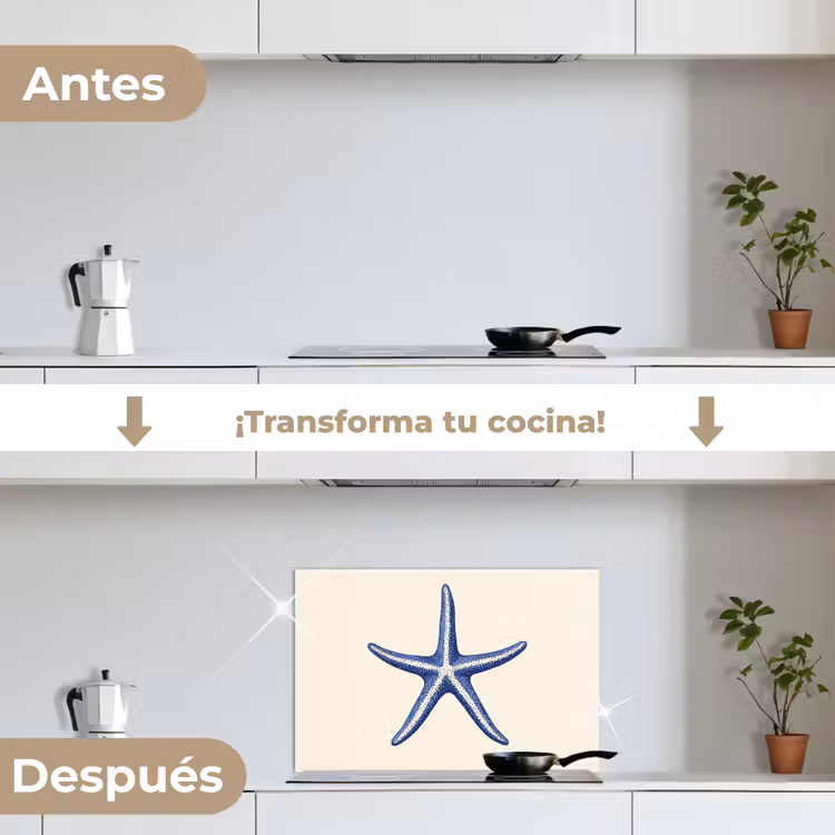 Salpicaderos de cocina - Estrella de mar azul - Minimalista - Beige — 7