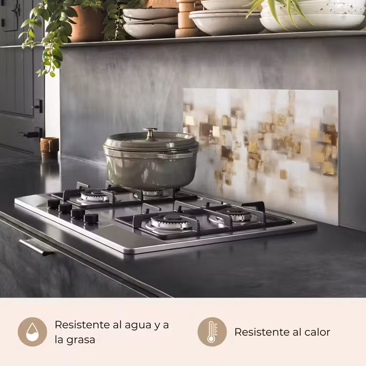 Salpicaderos de cocina - Cuadrados abstractos - Tonos tierra - Misty — 2