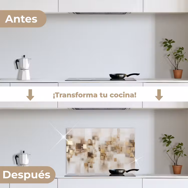 Salpicaderos de cocina - Cuadrados abstractos - Tonos tierra - Misty — 7
