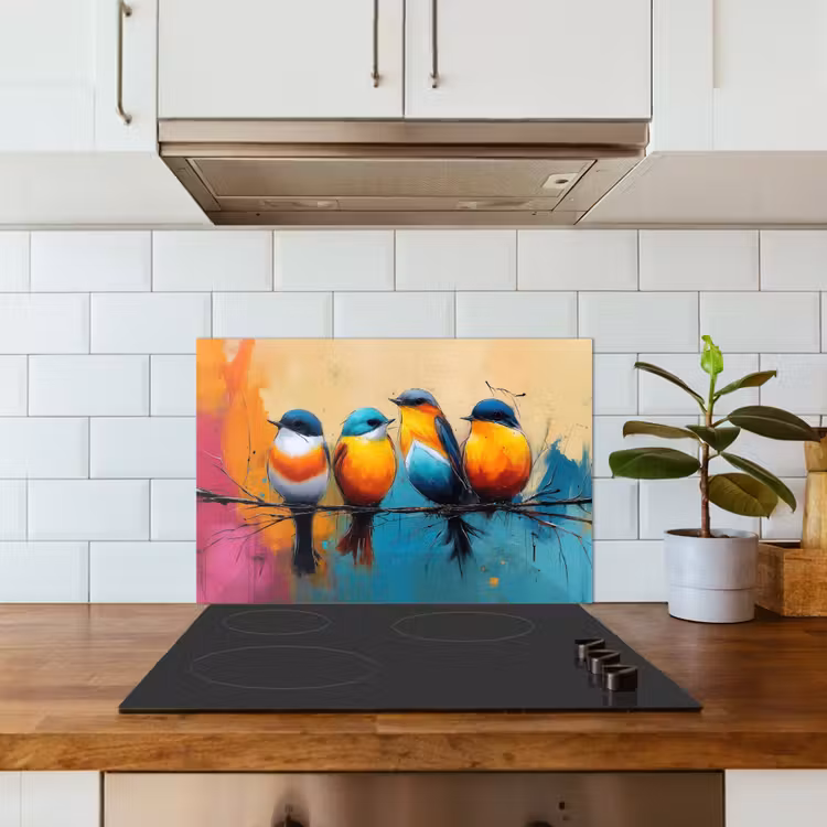 Salpicaderos de cocina - Pájaros - Colorido - Rama - Abstracto — 3