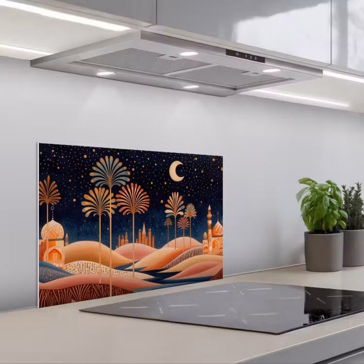 Salpicaderos de cocina - Cielo estrellado - Palmeras - Río — 1