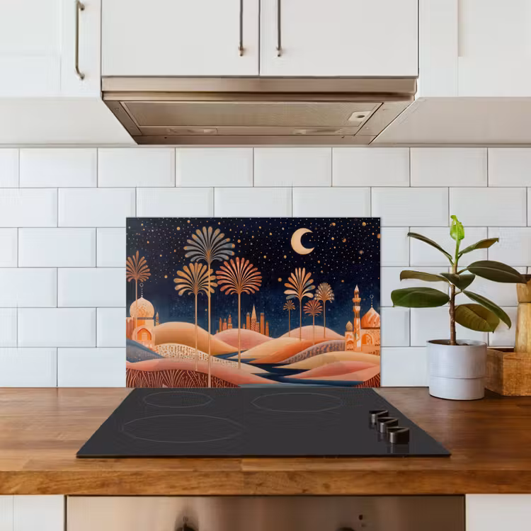 Salpicaderos de cocina - Cielo estrellado - Palmeras - Río — 3