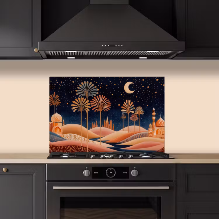 Salpicaderos de cocina - Cielo estrellado - Palmeras - Río — 5