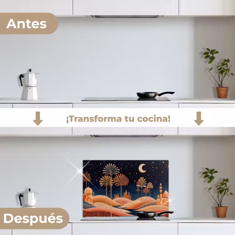 Salpicaderos de cocina - Cielo estrellado - Palmeras - Río — 7