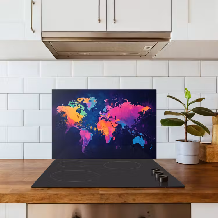 Salpicaderos de cocina - Mapa del mundo - Colorido - Graffiti — 3