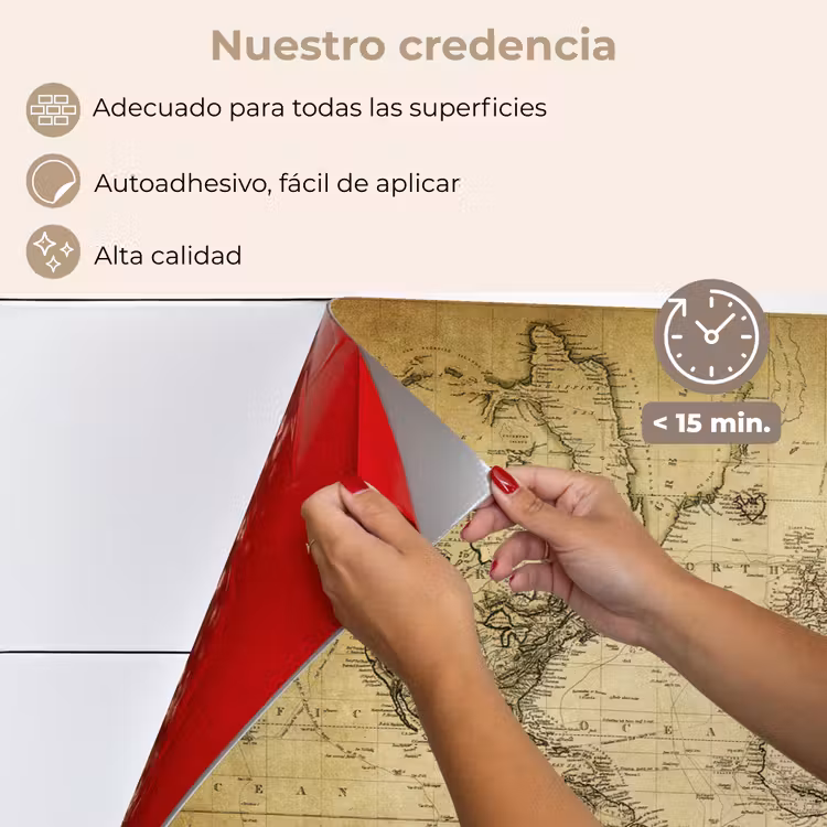 Salpicaderos de cocina - Mapa del mundo - Vintage - Antiguo - Marrón - Papel — 4