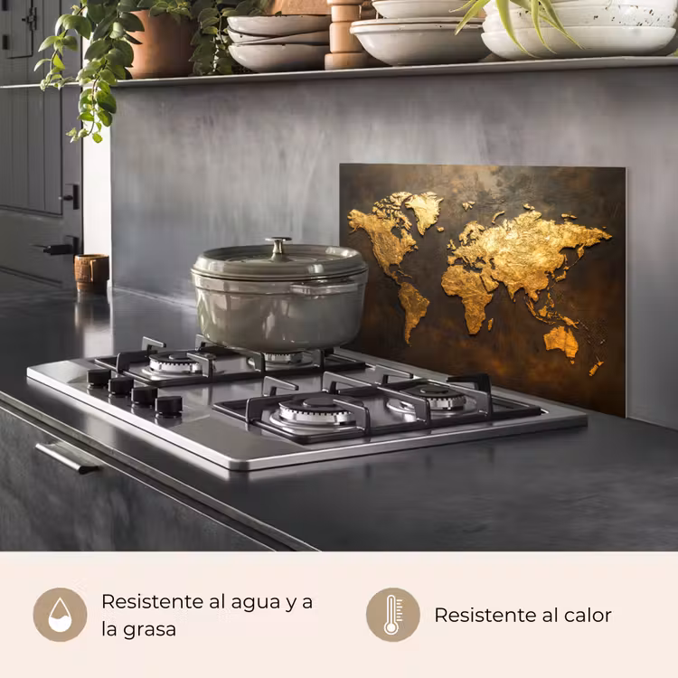 Salpicaderos de cocina - Mapamundi - Oro - Óxido — 2
