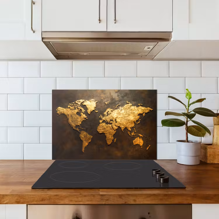 Salpicaderos de cocina - Mapamundi - Oro - Óxido — 3