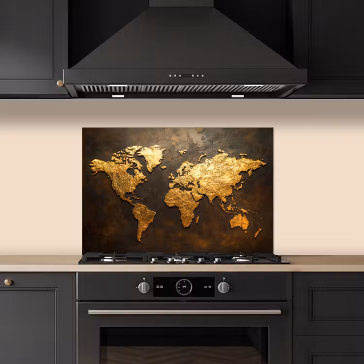 Salpicaderos de cocina - Mapamundi - Oro - Óxido — 5
