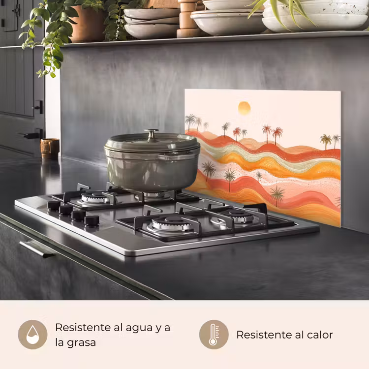 Salpicaderos de cocina - Paisaje abstracto - Palmeras - Colorido — 2
