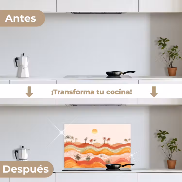Salpicaderos de cocina - Paisaje abstracto - Palmeras - Colorido — 7