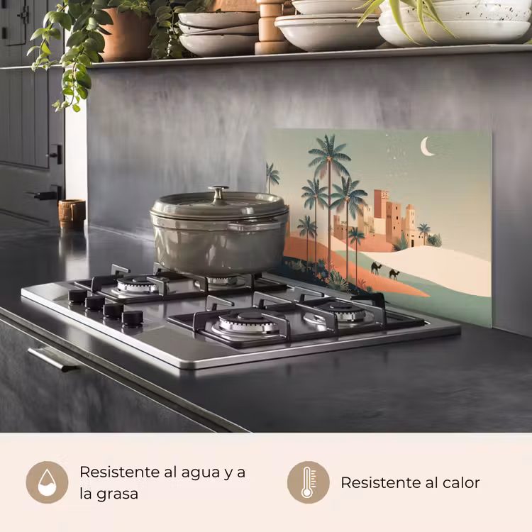 Salpicaderos de cocina - Paisaje nocturno - Camellos - Estrellas - Dunas de arena — 2