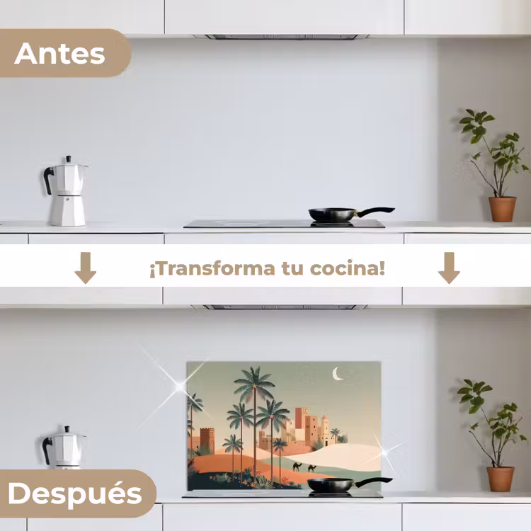 Salpicaderos de cocina - Paisaje nocturno - Camellos - Estrellas - Dunas de arena — 7