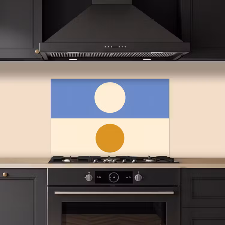 Salpicaderos de cocina - Círculos - Simétricos - Blanco - Azul- Amarillo — 5