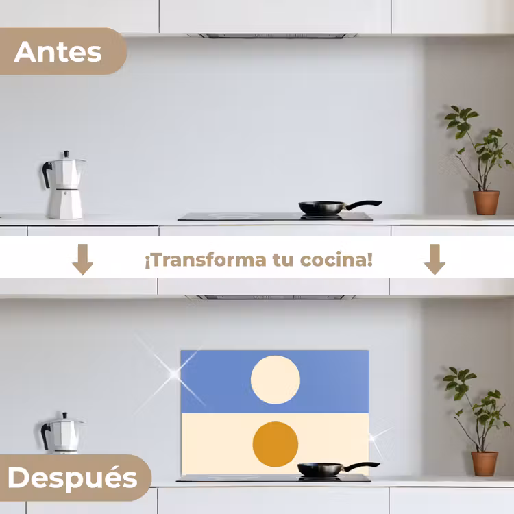 Salpicaderos de cocina - Círculos - Simétricos - Blanco - Azul- Amarillo — 7